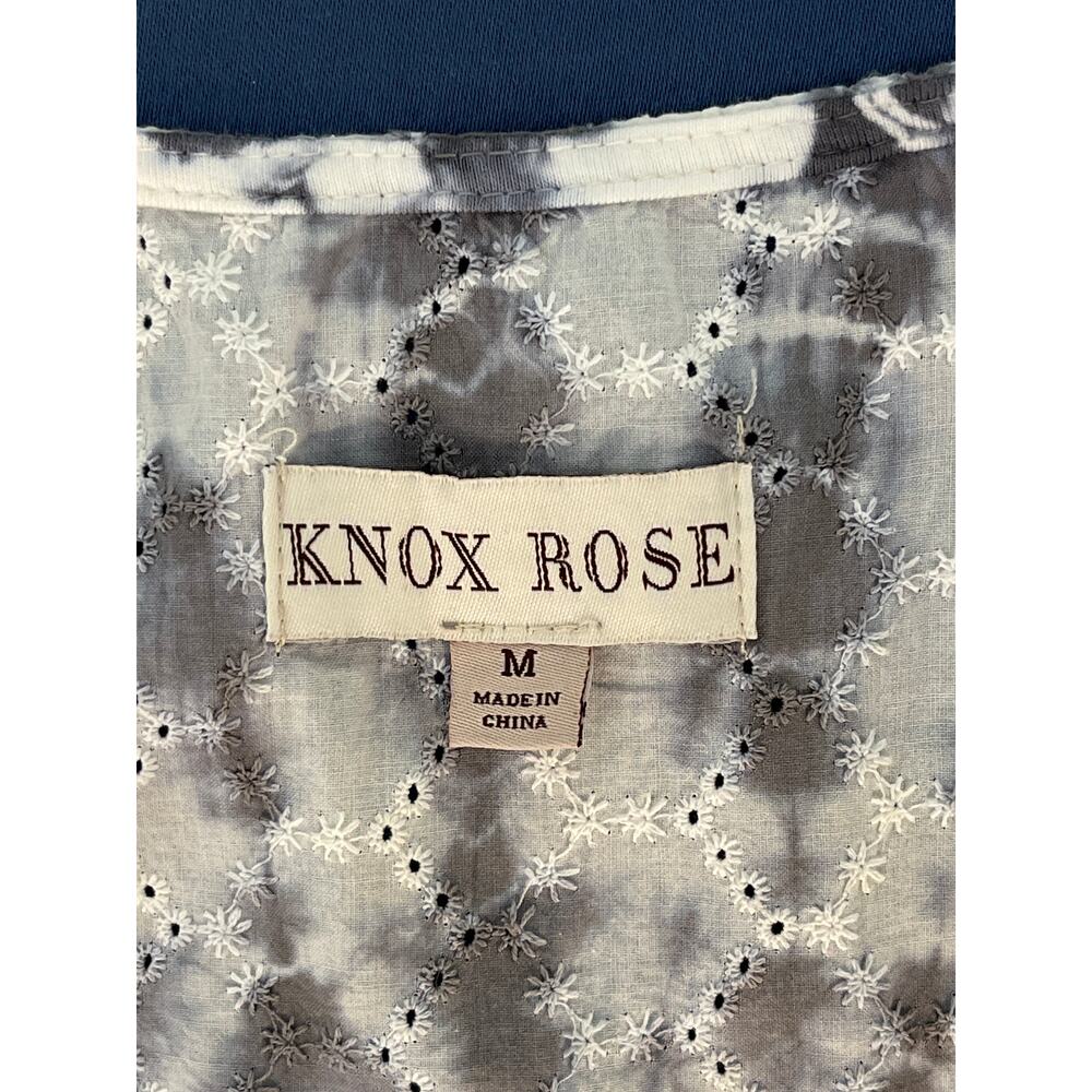 Knox Rose Womens Grey Tie Dye Babydoll Tank Top Lace Eyelet Trim Size M - Picture 5 of 7